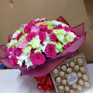 White and pink roses
