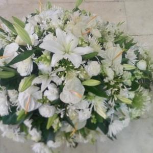 Green and White Coffin Spray